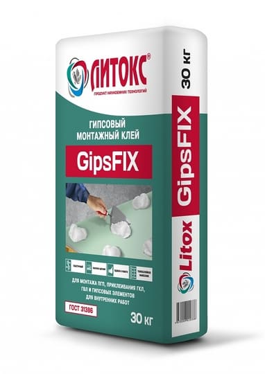 Клей для гипсокартона 30кг монтажный GipsFix Литокс