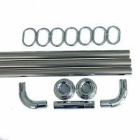 Карниз для ванной угловой 90х90х90 хром с кольцами Санакс