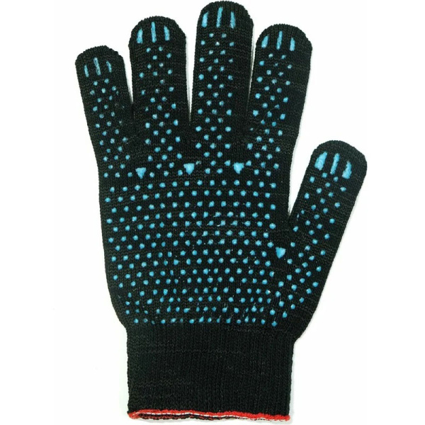 Перчатки х/б протектор вязаные двойные черные