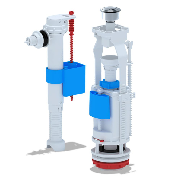 Арматура для бачка  1 кнопка боковая подводка АНИпласт
