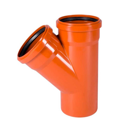 ПВХ Тройник 160х160х45 оранжевый Полипластик