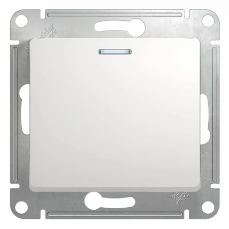 Выключатель механизм 1-кл белый с индикатором белый Glossa