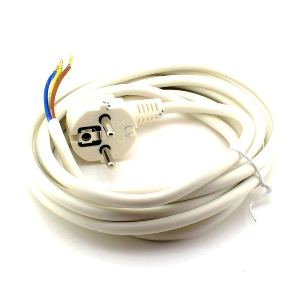 Шнур ПВС 3х1,5 с вилкой 2,0м белый с/з Lux